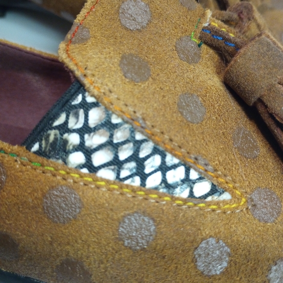 L'ARTISTE by Spring Step Klasik Camel Polka Dot Suede Tasseled Loafers SZ 38 - Picture 5 of 10